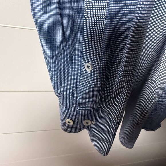 Bugatchi Long Sleeve Button Up Shirt 8-Way Stretch Blue & White Dimensional M - Picture 6 of 8